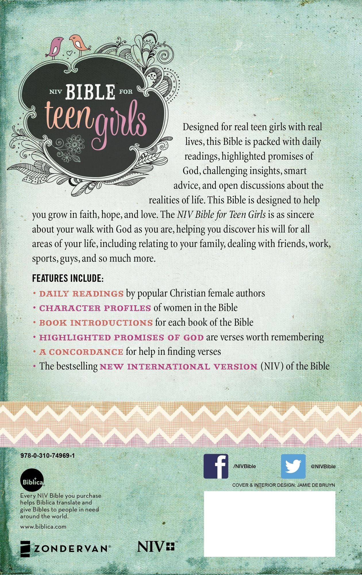 Bible for Teen Girls-NIV: Growing in Faith, Hope, and Love