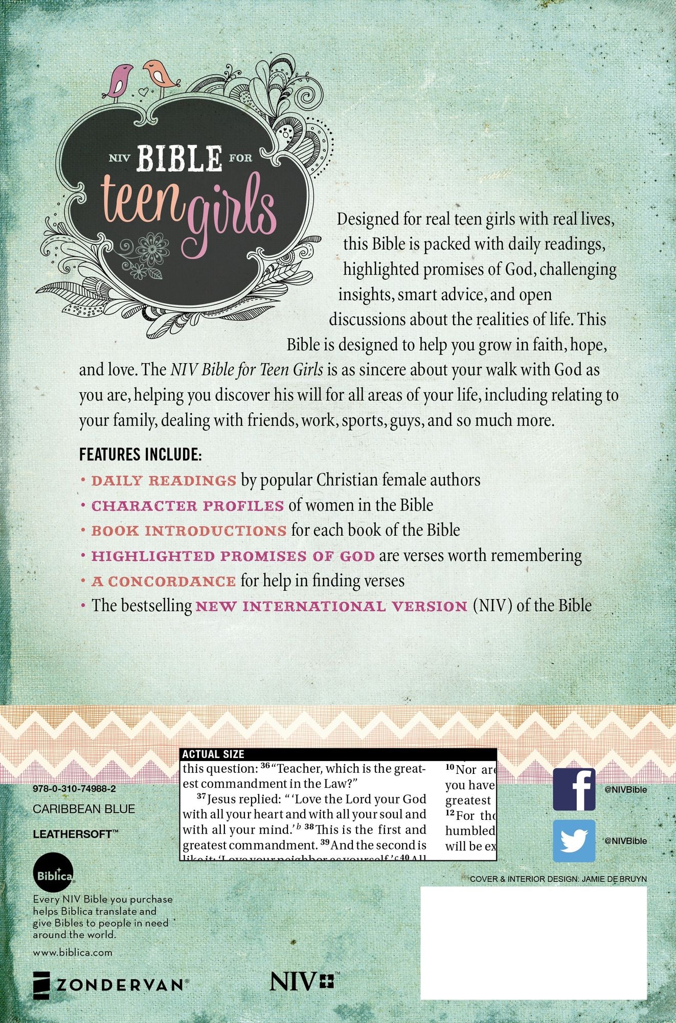 Bible for Teen Girls-NIV: Growing in Faith, Hope, and Love