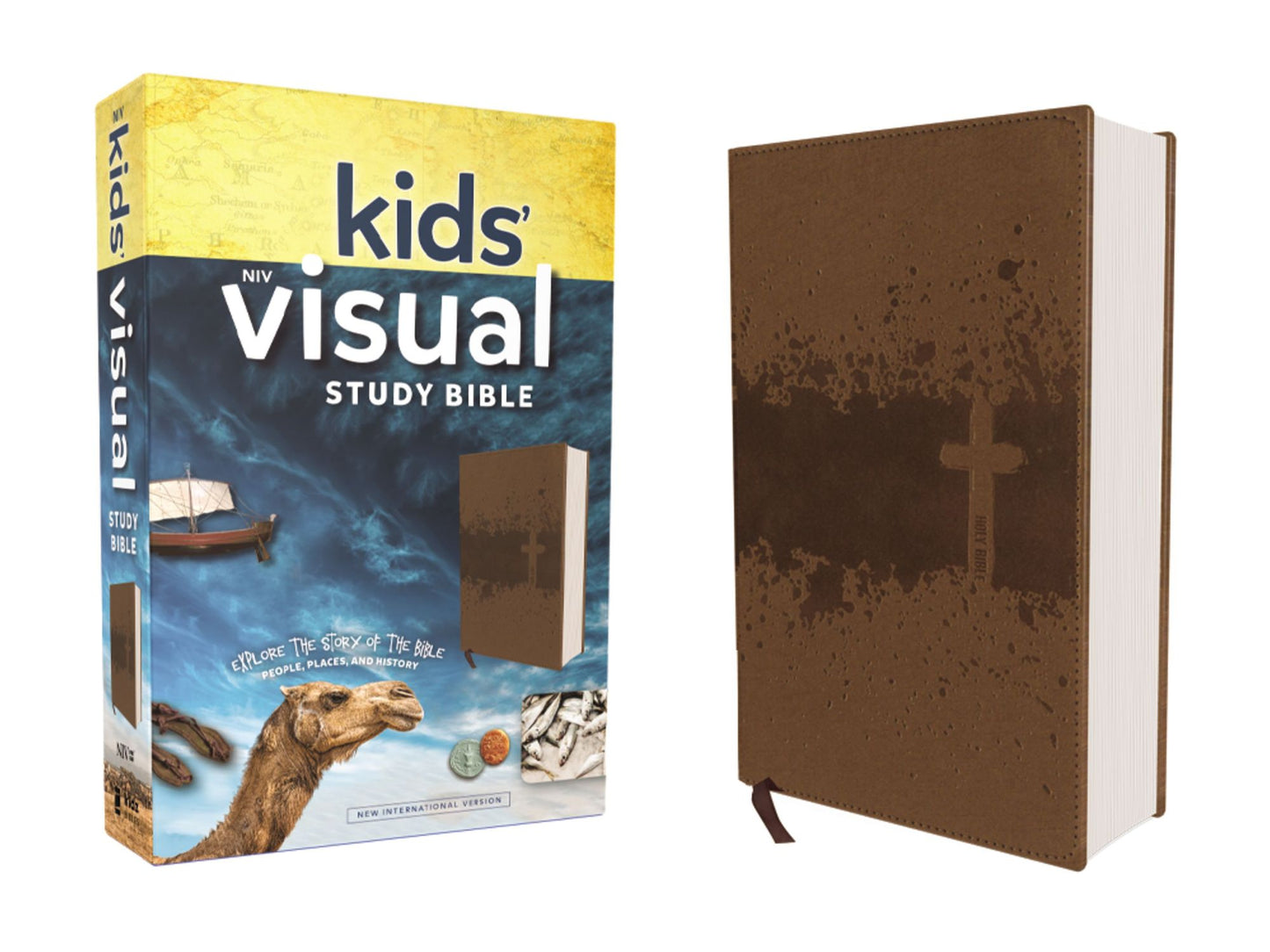 NIV Kids' Visual Study Bible, Leathersoft, Bronze, Full Color Interior: Explore the Story of the Bible---People, Places, and History