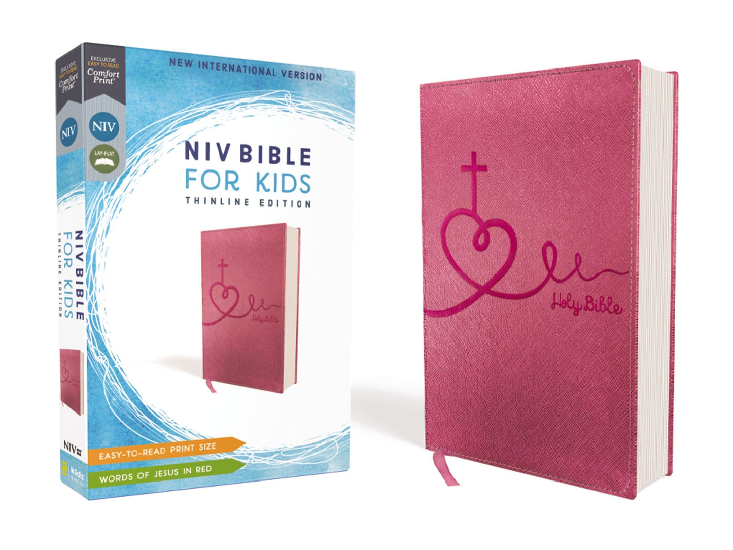 NIV Bible for Kids, Leathersoft, Pink, Red Letter Edition, Comfort Print: Thinline Edition