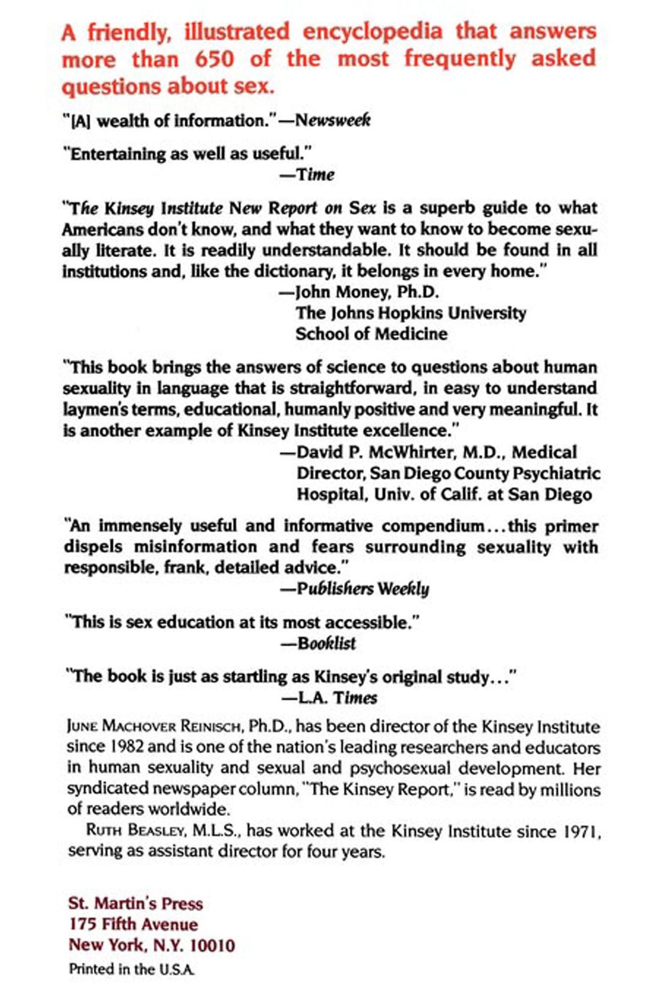 The Kinsey Institute New Report on Sex