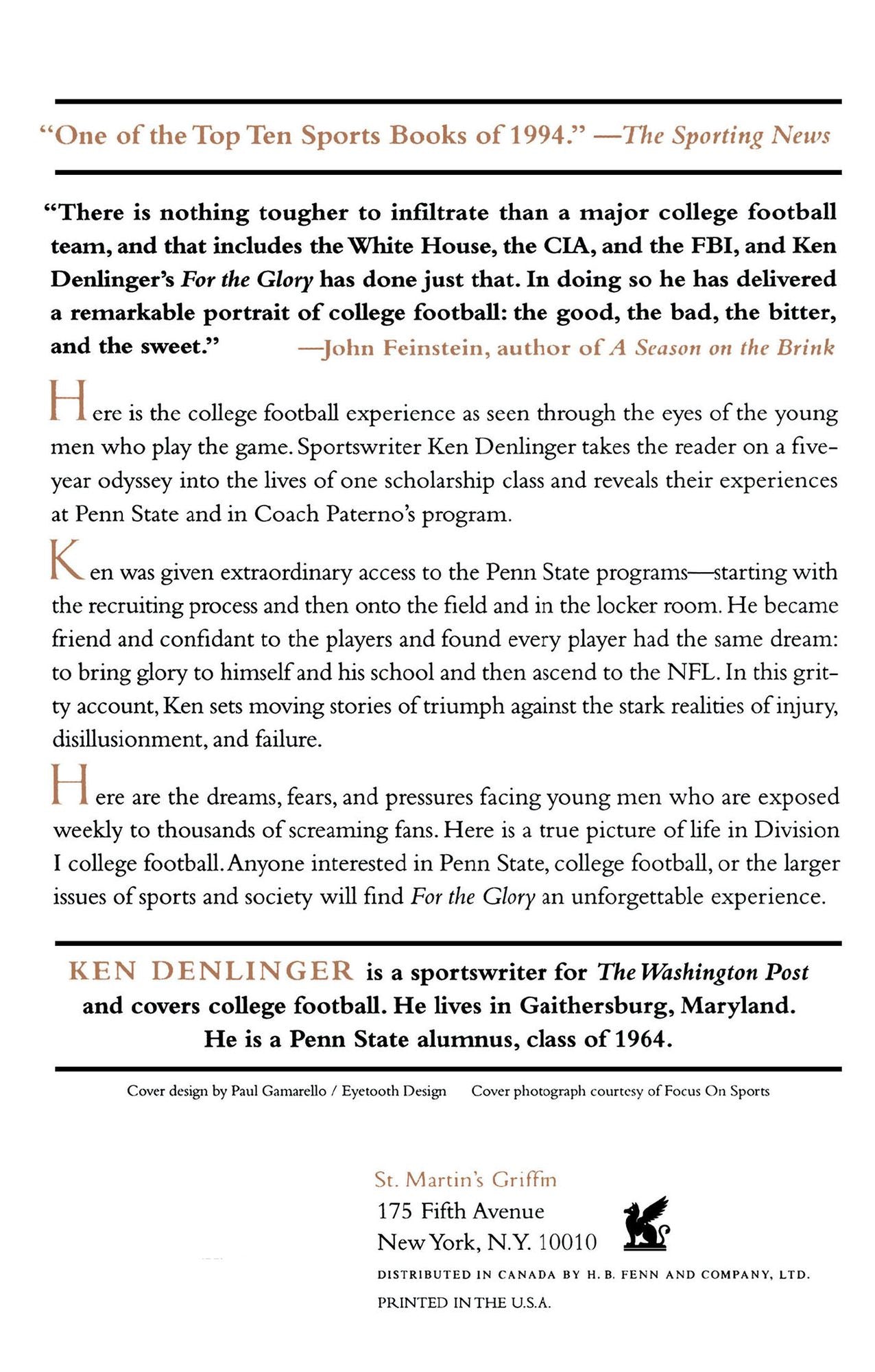 For the Glory: College Football Dreams and Realities Inside Paterno's Program