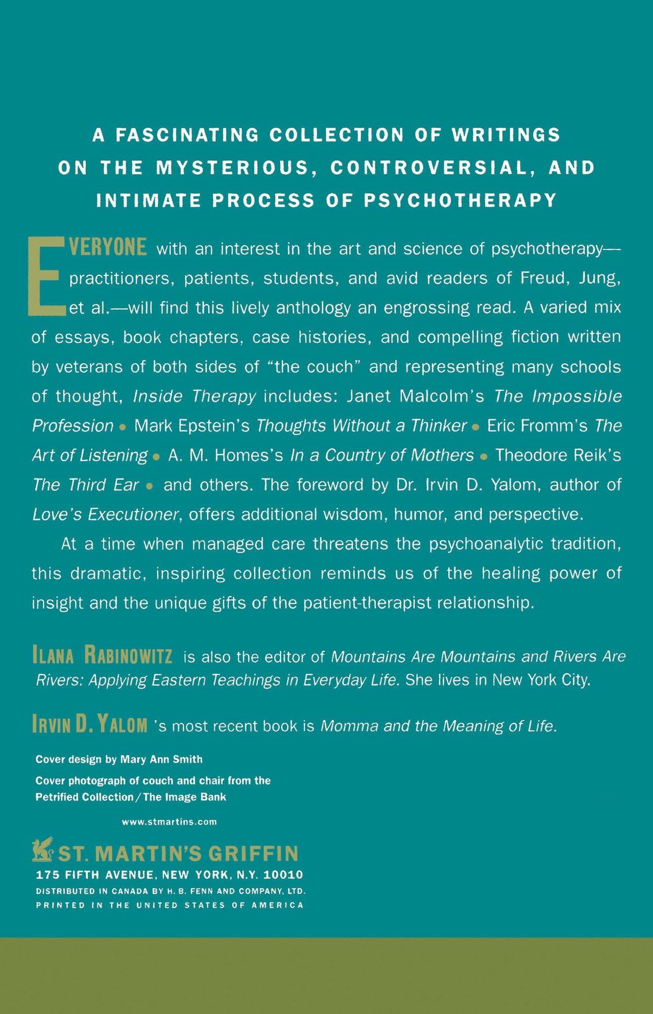 Inside Therapy: Illuminating Writings about Therapists, Patients and Psychotherapy