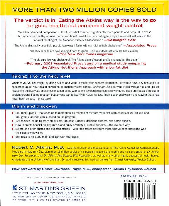 Atkins for Life: The Complete Controlled Carb Program for Permanent Weight Loss and Good Health
