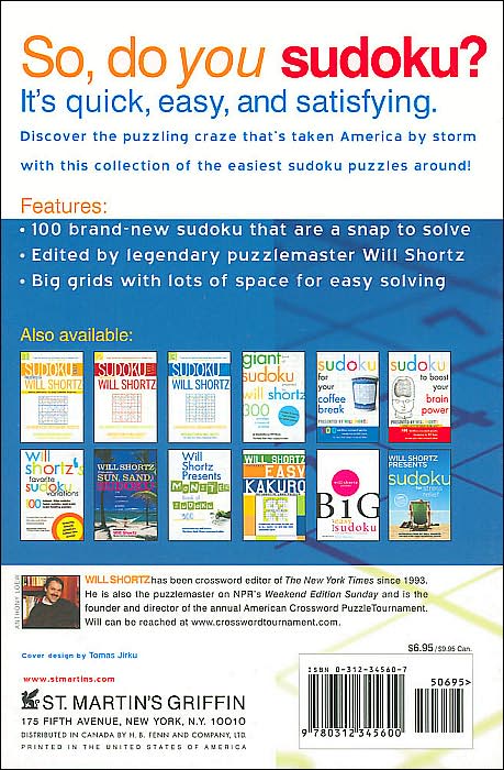 Will Shortz Presents Easiest Sudoku: 100 Wordless Crossword Puzzles