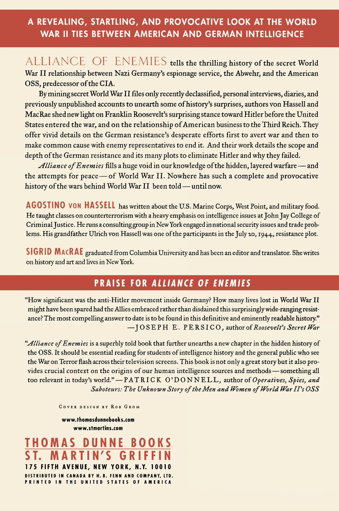 Alliance of Enemies: The Untold Story of the Secret American and German Collaboration to End World War II