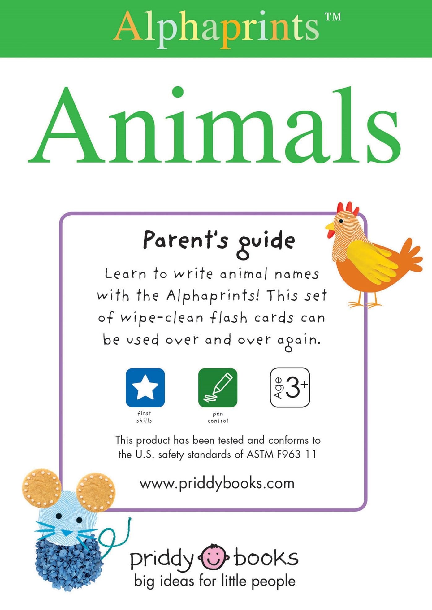 Alphaprints: Wipe Clean Flash Cards Animals