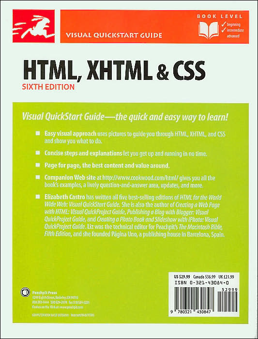 HTML, XHTML & CSS (Visual QuickStart Guide Series)