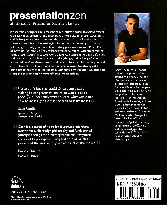 Presentation Zen: Simple Ideas on Presentation Design and Delivery [Voices That Matter Series]