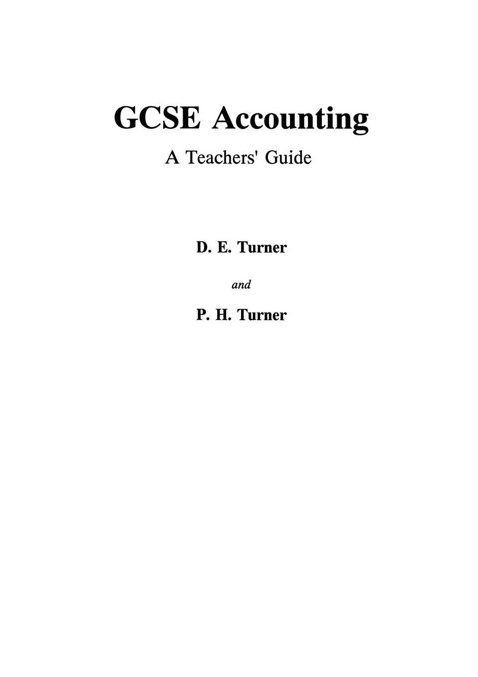 GCSE Accounting: A Teacher's Guide