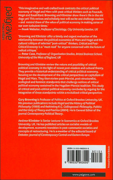 Critical and Post-Critical Political Economy