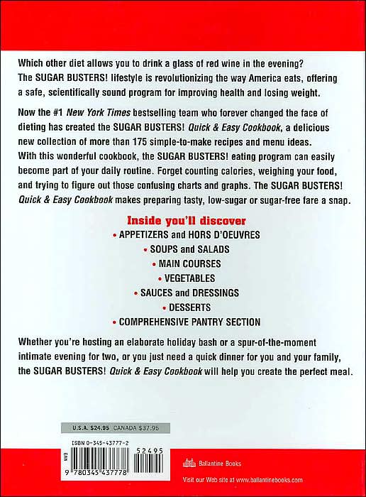 Sugar Busters! Quick & Easy Cookbook