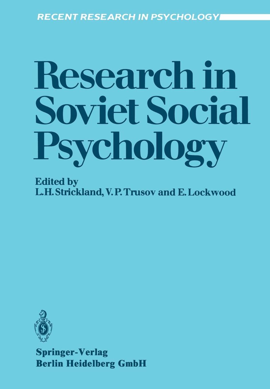 Research in Soviet Social Psychology