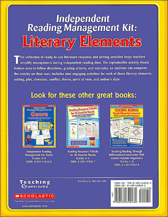 Independent Reading Management Kit: Literary Elements