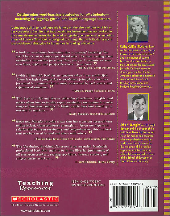 The Vocabulary-Enriched Classroom: Practices for Improving the Reading Performance of All Students in Grades 3 and Up