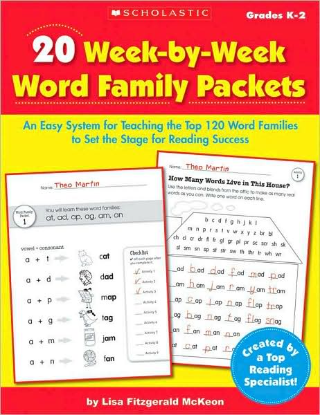 20 Week-By-Week Word Family Packets