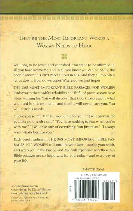 The 365 Most Important Bible Passages for Women: Daily Readings and Meditations on Becoming the Woman God Created You to Be