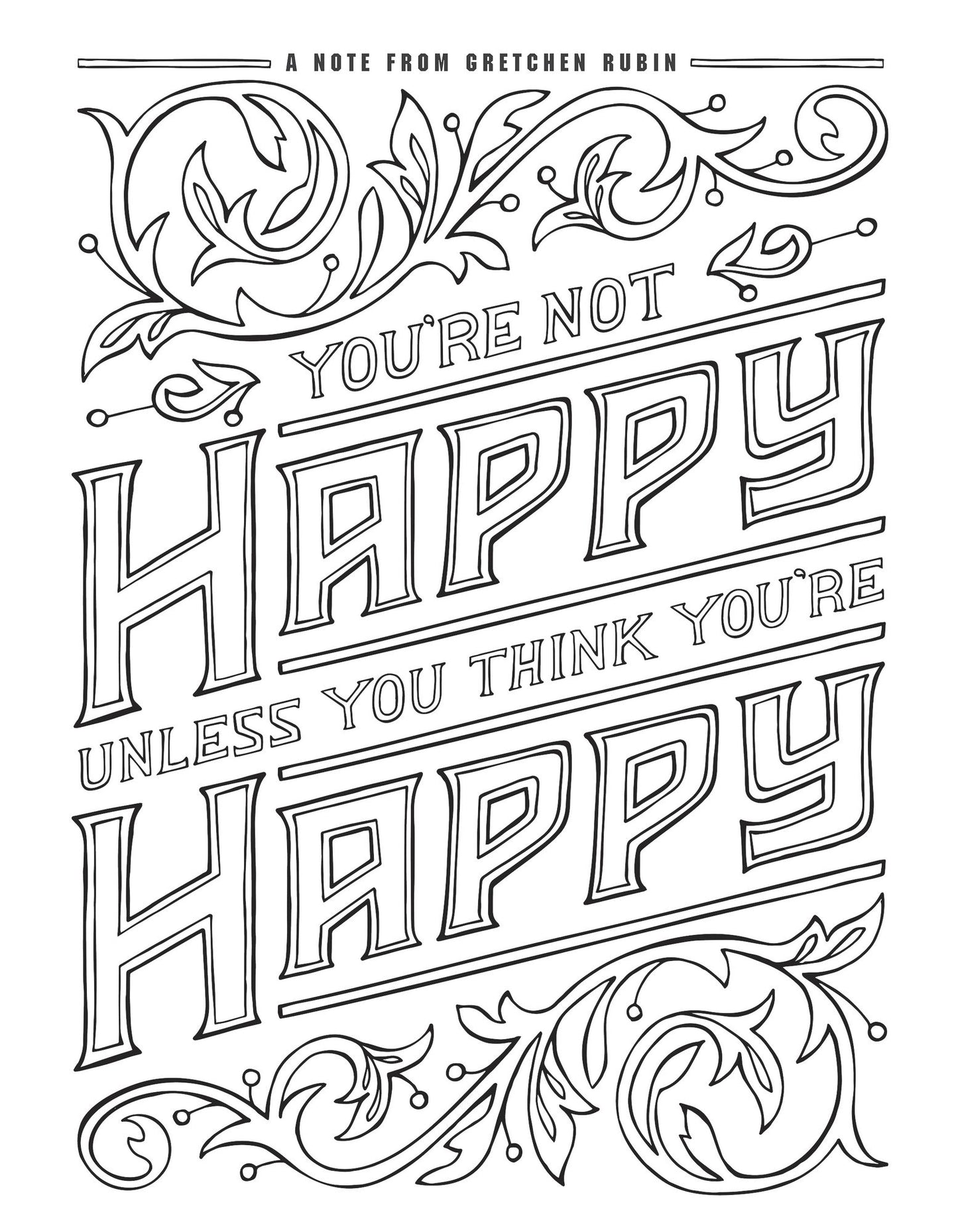 The Happiness Project Mini Posters: A Coloring Book: 20 Hand-Lettered Quotes to Pull Out and Frame