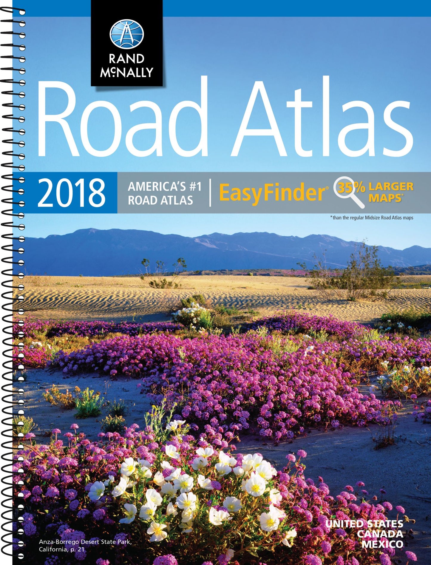 Rand McNally Midsize Easy Finder Spiral Road Atlas 2018