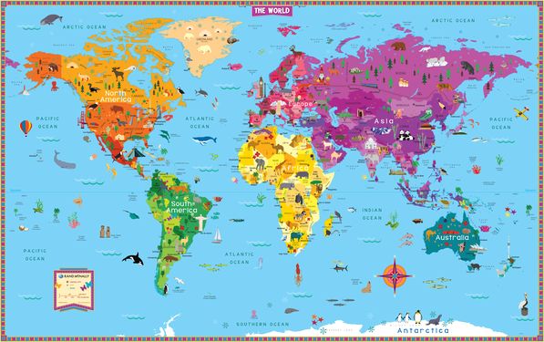 Kids' Illustrated World Map Folded