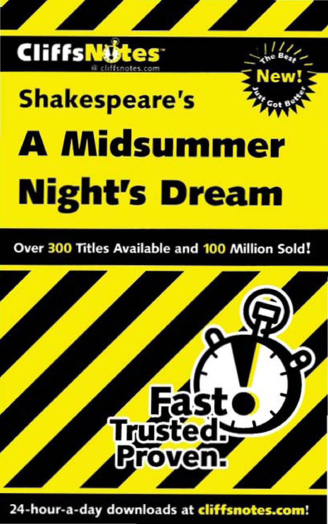 CliffsNotes on Shakespeare's A Midsummer Night's Dream