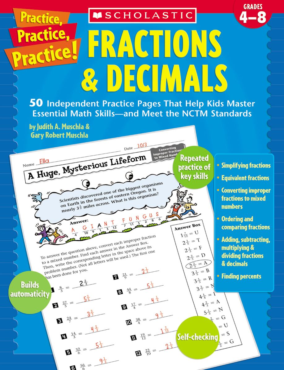 Practice, Practice, Practice! Fractions & Decimals: 50 Independent Practice Pages That Help Kids Master Essential Math Skills--and Meet the NCTM Standards (PagePerfect NOOK Book)