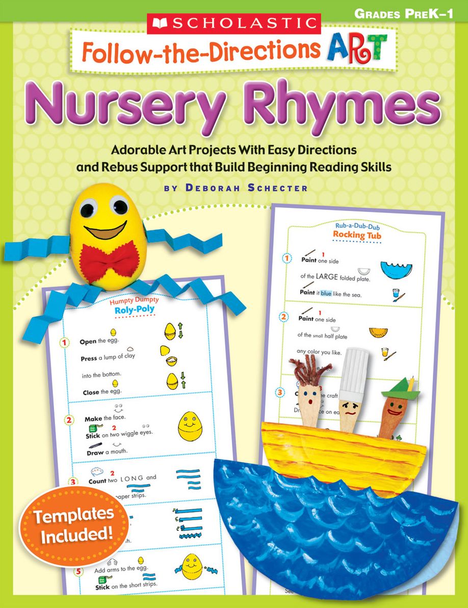 Follow-the-Directions Art: Nursery Rhymes: Adorable Art Projects With Easy Directions and Rebus Support that Build Beginning Reading Skills (PagePerfect NOOK Book)