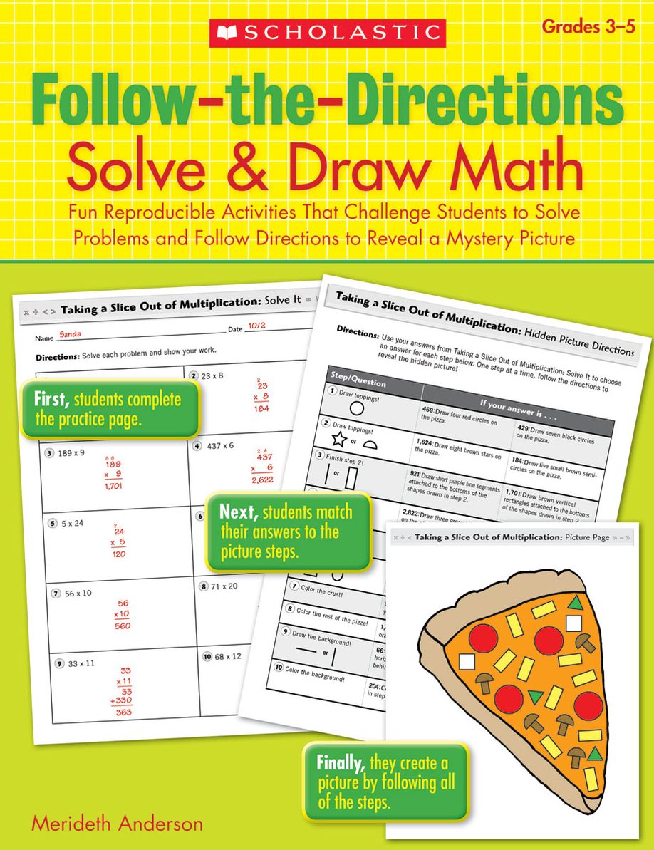 Follow-the-Directions: Solve & Draw Math (3-5): Fun Reproducible Activities That Challenge Students to Solve Problems and Follow Directions to Reveal a Mystery Picture (PagePerfect NOOK Book)