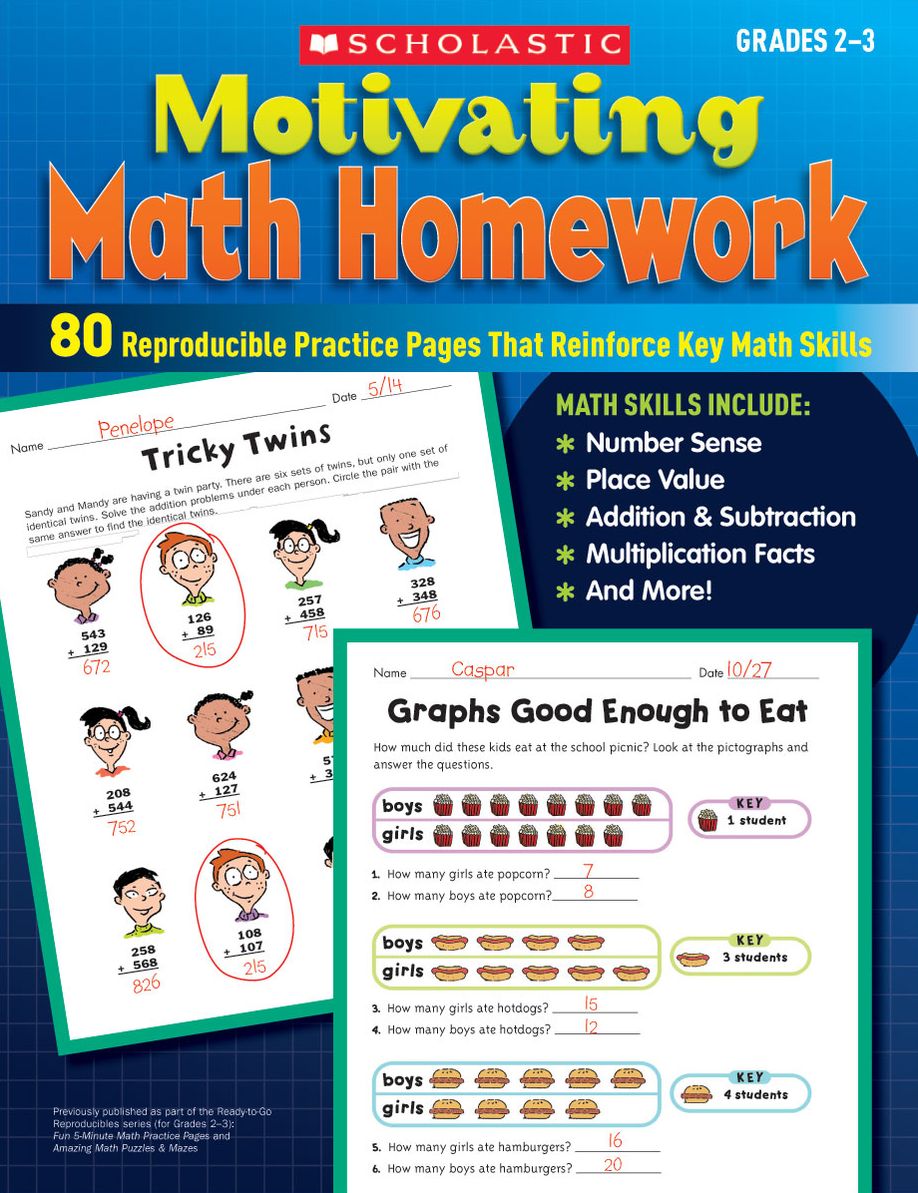 Motivating Math Homework Grades 2-3: 80 Reproducible Practice Pages That Reinforce Key Math Skills (PagePerfect NOOK Book)