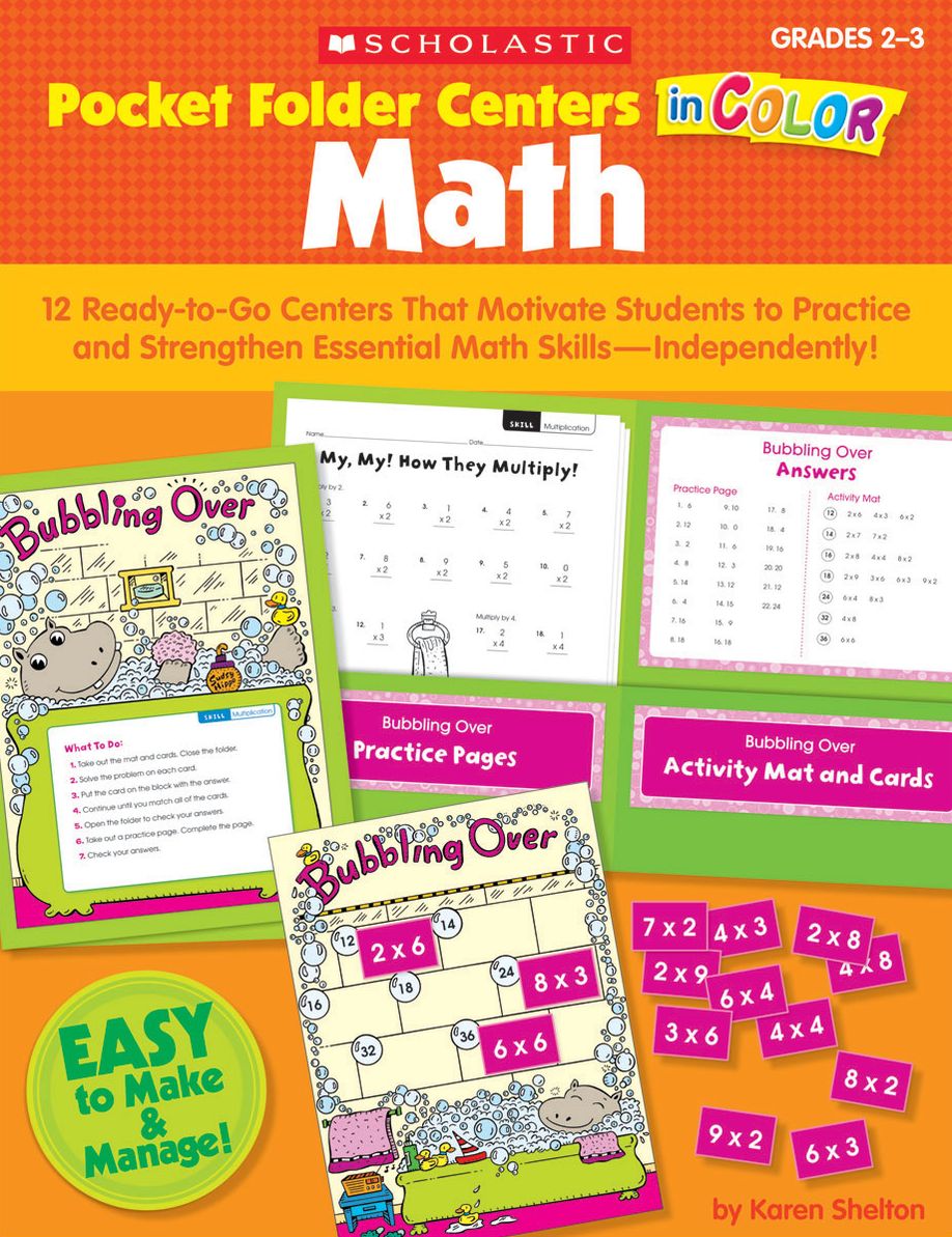 Pocket Folder Centers in Color: Math Grades 2-3: 12 Ready-to-Go Centers That Motivate Students to Practice and Strengthen Essential Math Skills--Independently!
