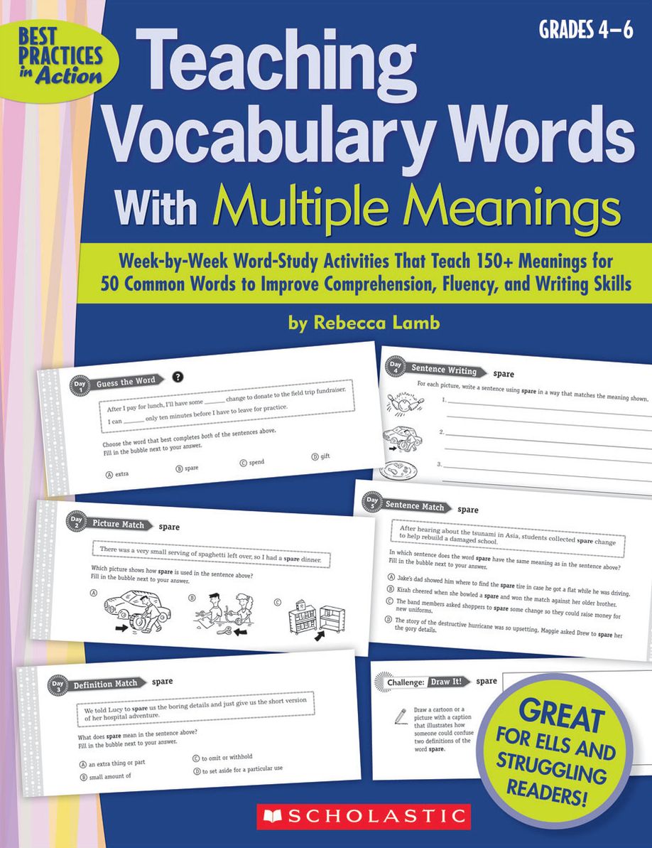 Teaching Vocabulary Words With Multiple Meanings Grades 4-6: Week-by-Week Word-Study Activities That Teach 150+ Meanings for 50 Common Words to Improve Comprehension, Fluency, and Writing Skills (PagePerfect NOOK Book)