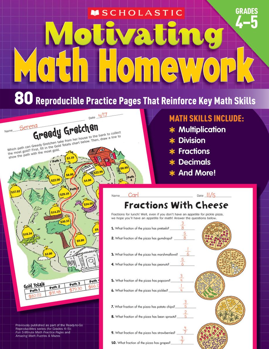 Motivating Math Homework Grades 4-5: 80 Reproducible Practice Pages That Reinforce Key Math Skills