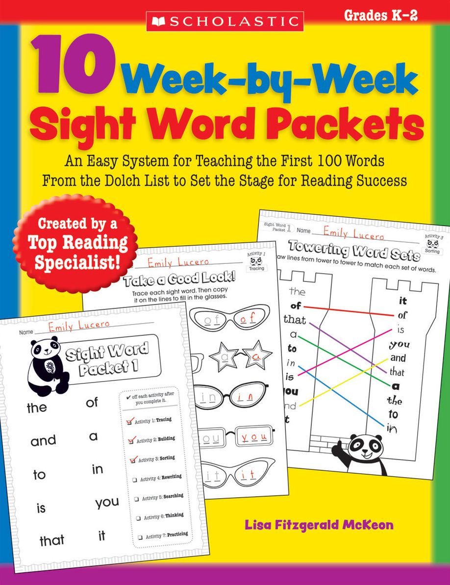 10 Week-by-Week Sight Word Packets: An Easy System for Teaching the First 100 Words from the Dolch List to Set the Stage for Reading Success (PagePerfect NOOK Book)