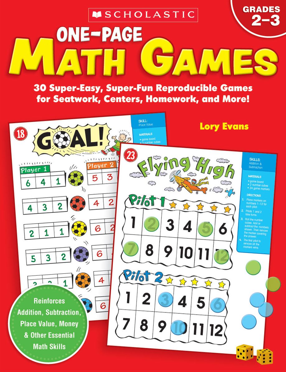 One-Page Math Games: 30 Super-Easy, Super-Fun, Reproducible Games for Seatwork, Centers, Homework, and More! (PagePerfect NOOK Book)