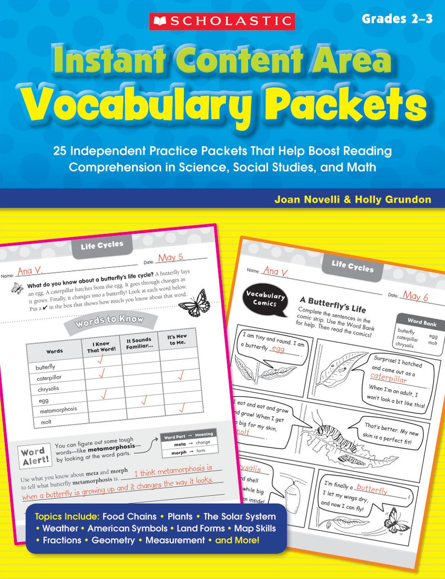 Instant Content Area Vocabulary Packets: 25 Independent Practice Packets That Help Boost Reading Comprehension in Science, Social Studies, and Math (PagePerfect NOOK Book)