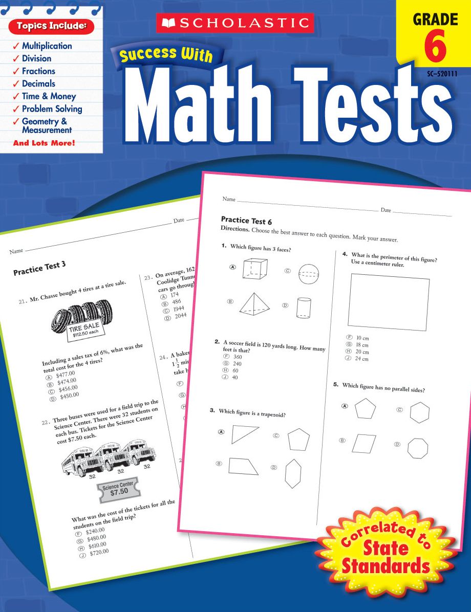 Scholastic Success With Math Tests: Grade 6 (PagePerfect NOOK Book)