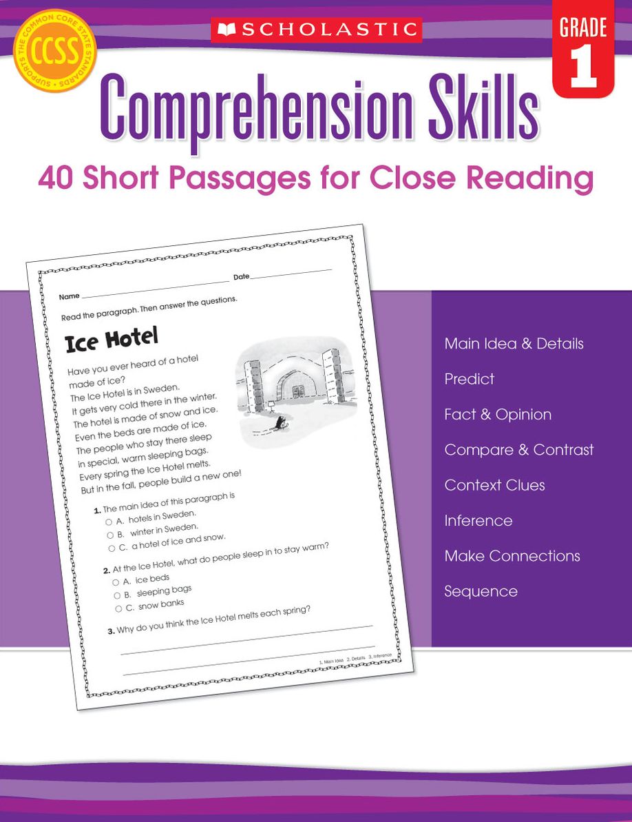 Comprehension Skills: 40 Short Passages for Close Reading: Grade 1 (PagePerfect NOOK Book)