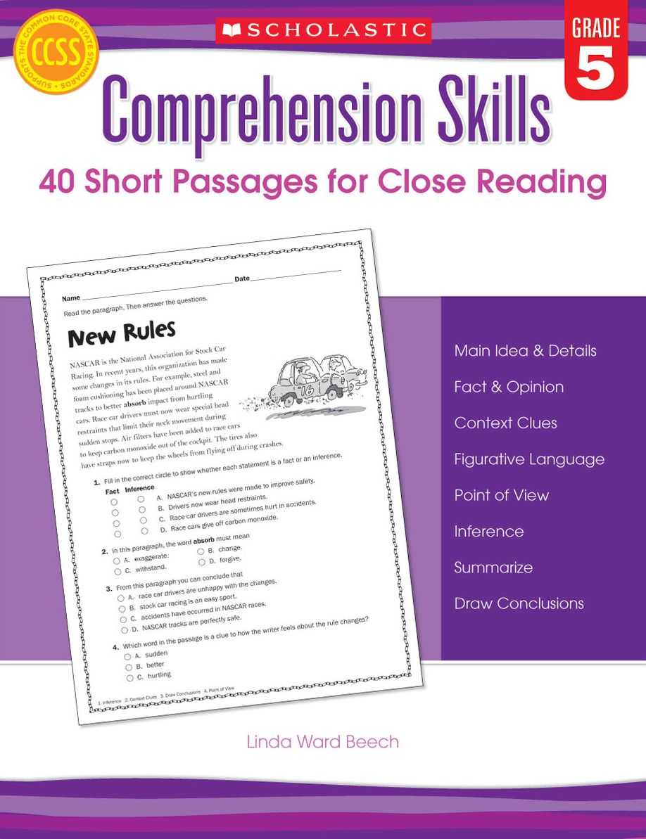Comprehension Skills: 40 Short Passages for Close Reading: Grade 5 (PagePerfect NOOK Book)