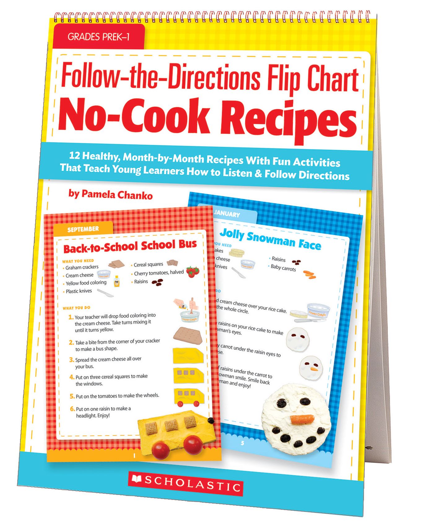 Follow-the-Directions Flip Chart: No-Cook Recipes: 12 Healthy, Month-by-Month Recipes With Fun Activities That Teach Young Learners How to Listen and Follow Directions (PagePerfect NOOK Book)