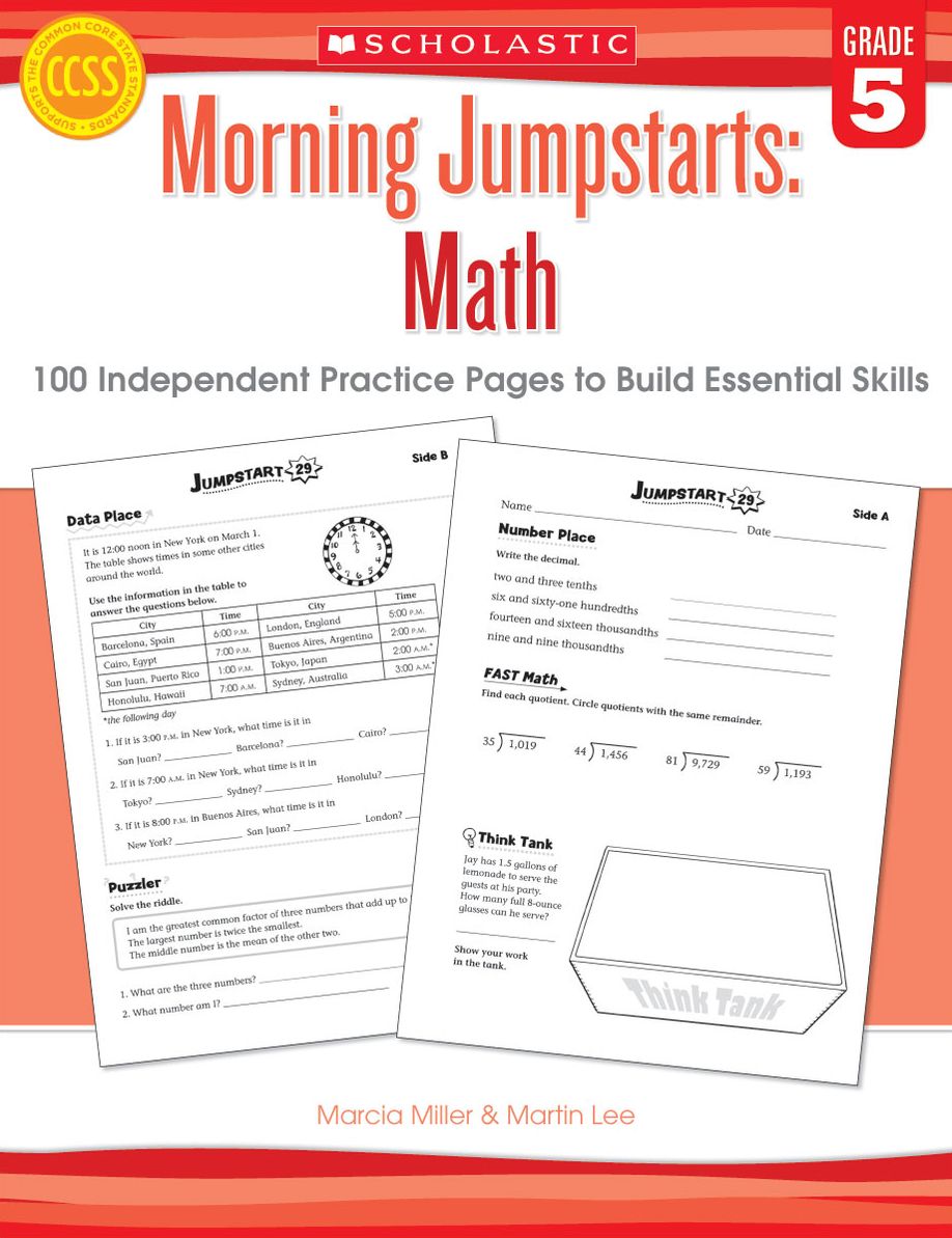 Morning Jumpstarts: Math: Grade 5: 100 Independent Practice Pages to Build Essential Skills (PagePerfect NOOK Book)