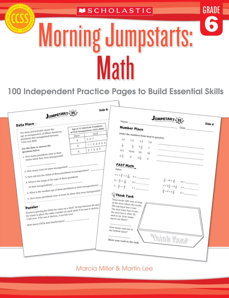 Morning Jumpstarts: Math: Grade 6: 100 Independent Practice Pages to Build Essential Skills (PagePerfect NOOK Book)