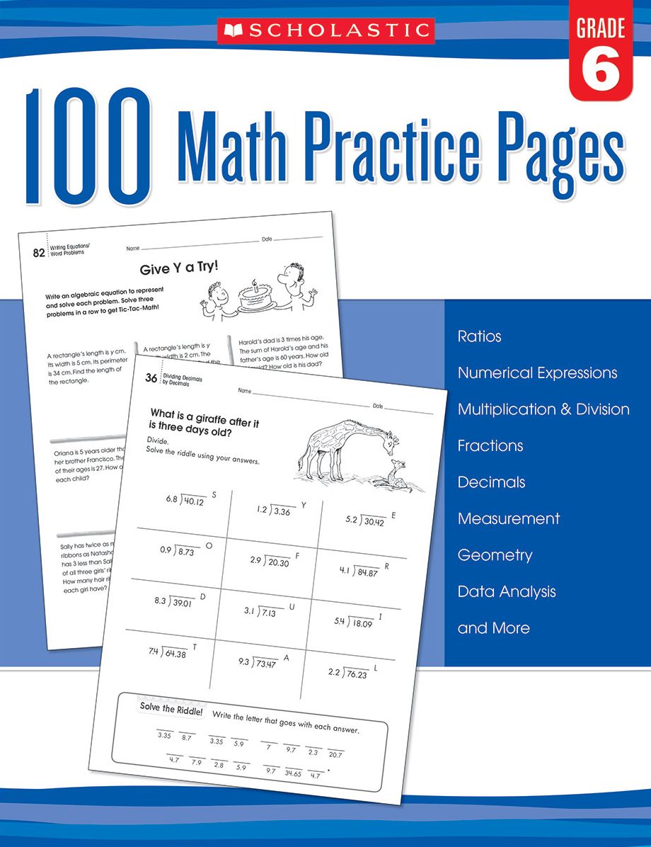 100 Math Practice Pages, Grade 6