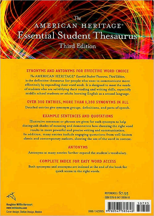 The American Heritage Essential Student Thesaurus, Third Edition