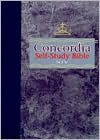 Concordia Self-Study Bible, Reference Edition: New International Version (NIV), blue paper over board, thumb-indexed, center-referenced, concordance, words of Christ in red