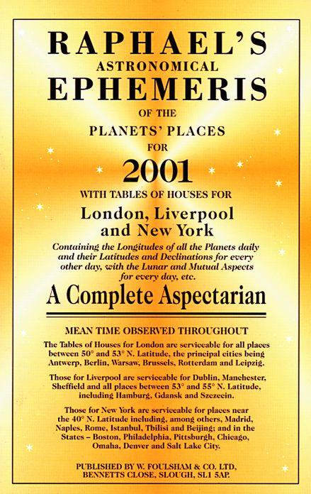 Raphael's Astronomical Ephemeris of the Planets 2001