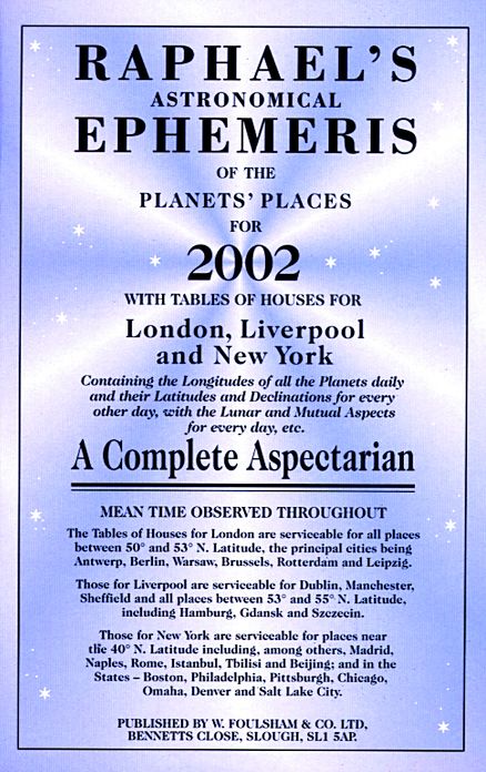 Raphael's Astronomical Ephemeris of the Planets 2002