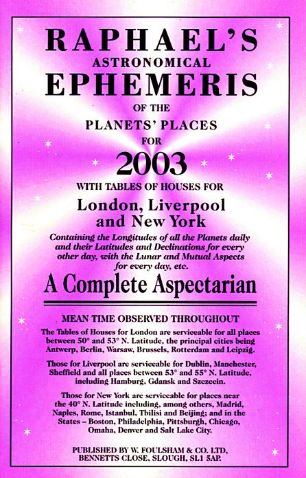 Raphael's Astronomical Ephemeris of the Planets 2003