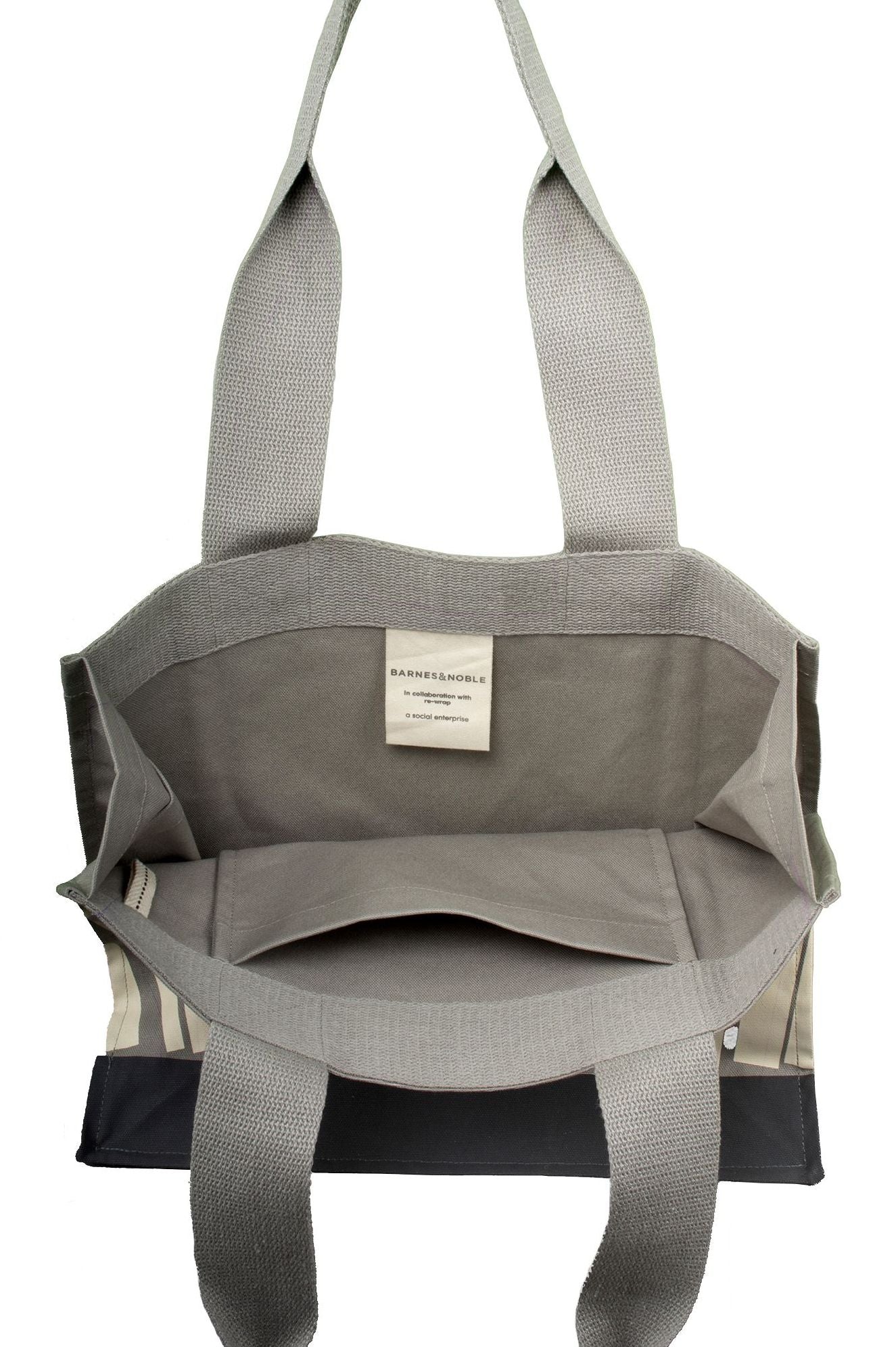 100% Cotton Grey Canvas Tote with Natural Colour Print