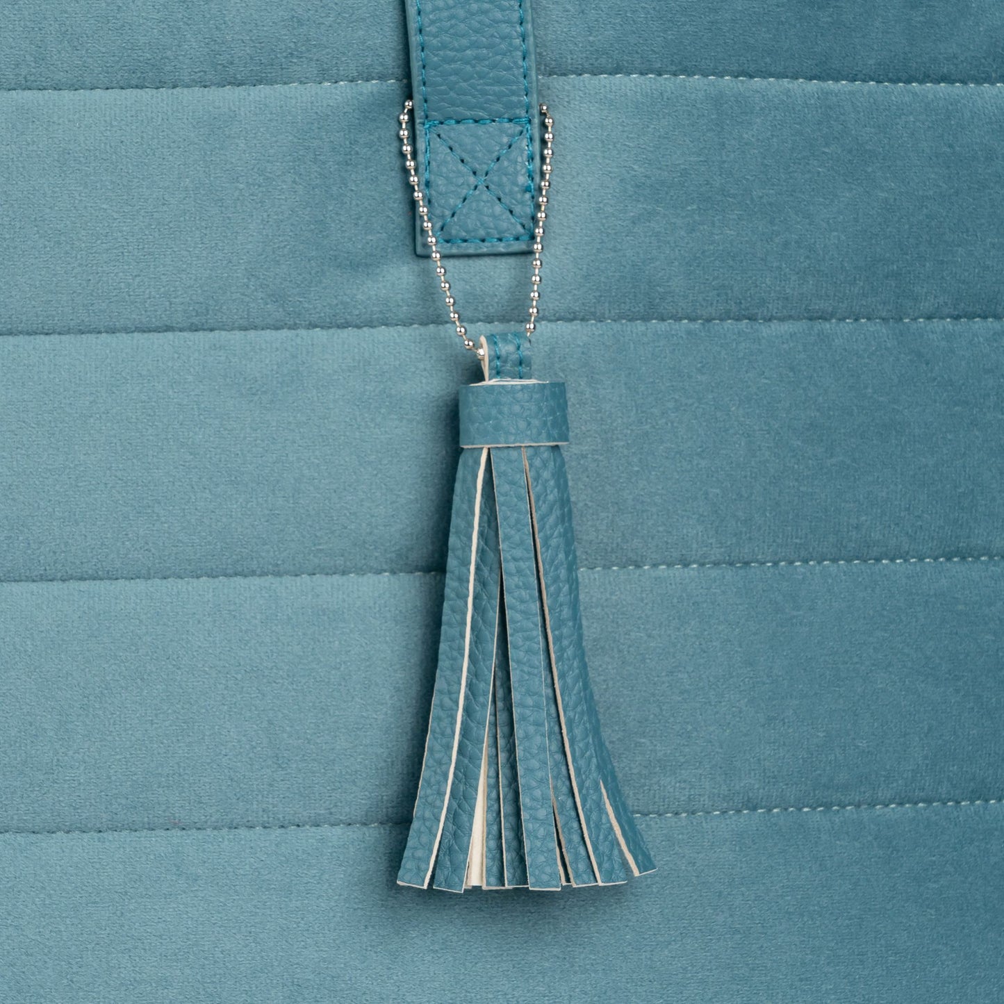B&N Exclusive Silvery Blue Quilted Velvet Tote