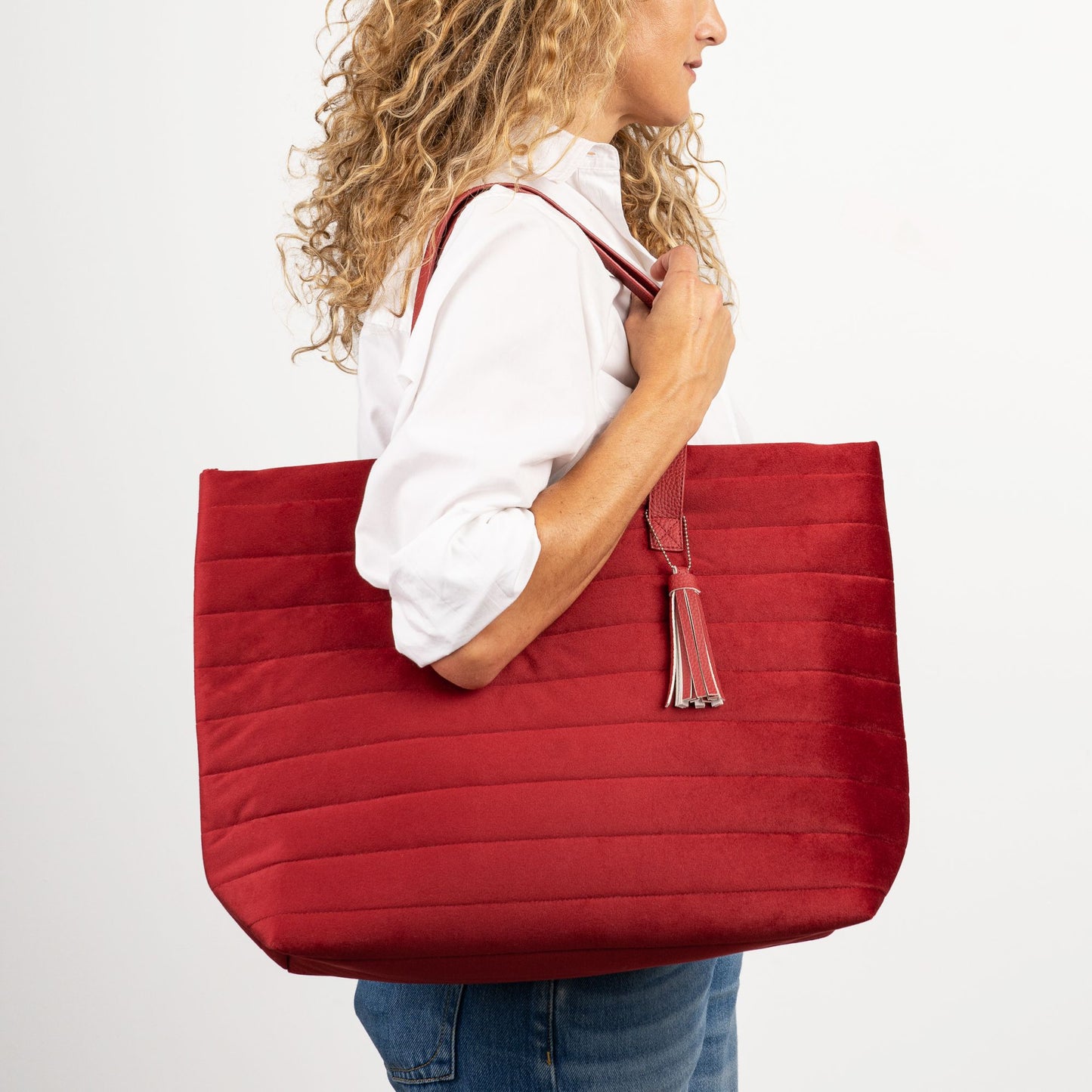 B&N Exclusive Silvery Blue Quilted Velvet Tote